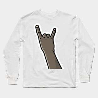 Rock Sign Hand Gesture Sticker vector illustration. People hand objects icon concept. Horns gesture grunge composition sticker vector design. Long Sleeve T-Shirt